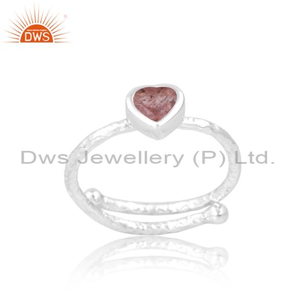Stunning Strawberry Quartz Heart Engagement Ring