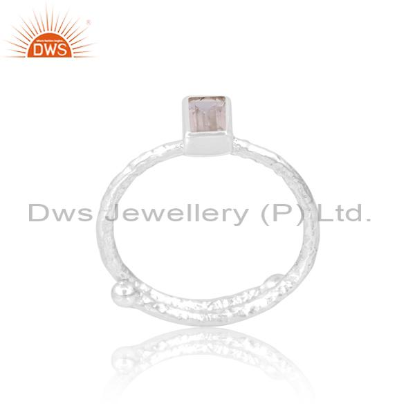 Silver Crystal Quartz Engagement Ring for Girls