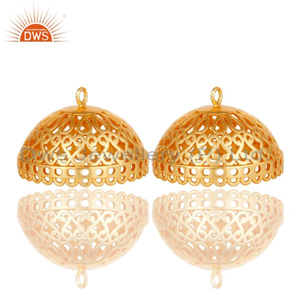 Traditional handmade 24k yellow gold plated art fashion brass earrings jewellery