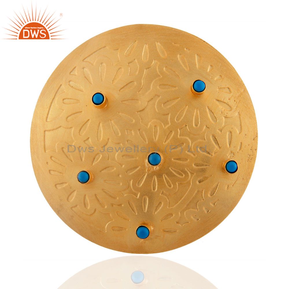 Hot New Fashion 18K Gold Plated Turquoise Gemstone Large Round Party European R