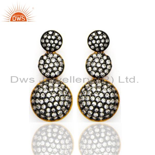 18K Yellow Gold Plated Cubic Zirconia Womens Fashion Post Stud Earrings