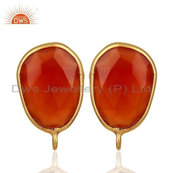 18k yellow gold plated red onyx stud earring jewelry assesories findings