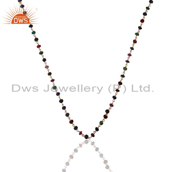 Multi tourmaline gemstone necklace in sterling silver jewelry