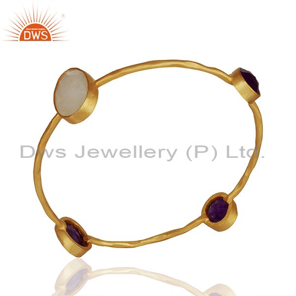 Handmade gold on brass fashion multi gemstone bangle manufacturers