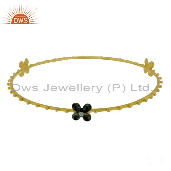 18k yellow gold plated sterling silver cubic zirconia fashion bangle