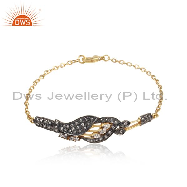 Hot exquisite 24k gold plated womens party cz bracelet chain fashion jewelry