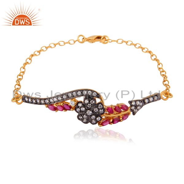 18k gold gp chain fashion white zircon designer charms jewelry gift bracelet