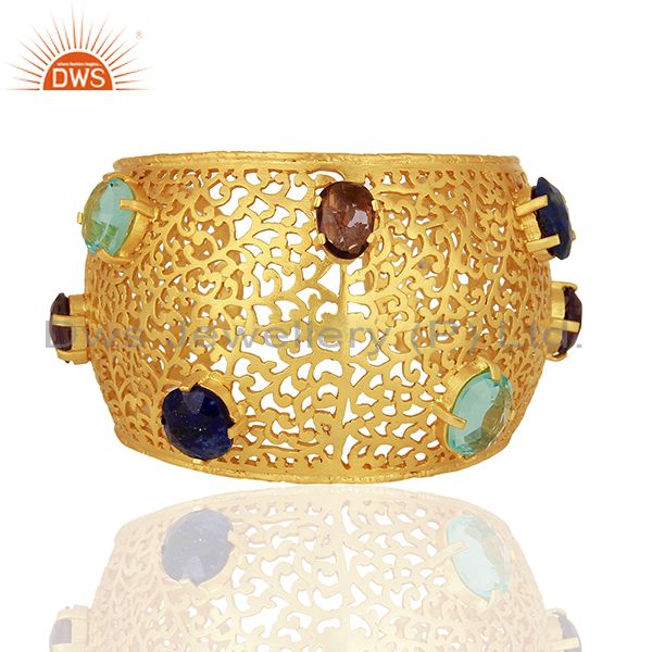 Handamde designer hydro stone gold plated fashion cuff bracelet