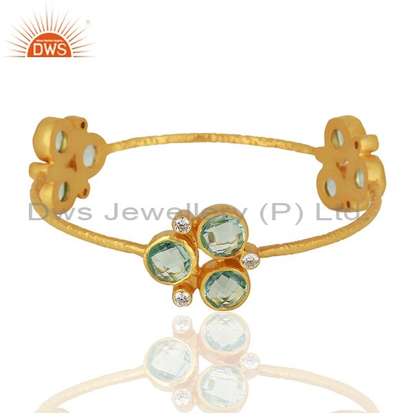 Designer gold plated blue topaz gemstone fashion bangle supplier