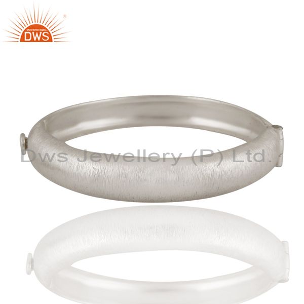 Brushed satin matte finish solid sterling silver openable bangle