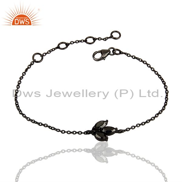 Hematite gemstone solid 925 silver girls bracelet manufacturer