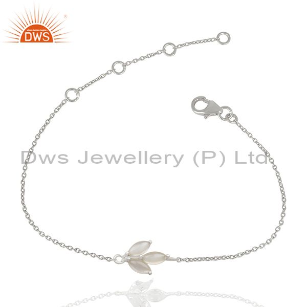 92.5 sterling fine silver crystal quartz stone bracelet for girls jewelry india