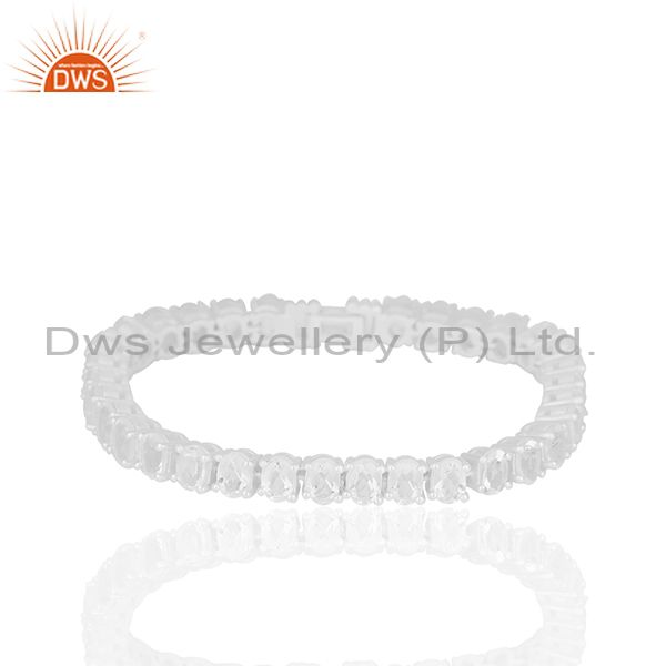 Crystal quartz tennis sterling silver silver plated bracelet gemstone jewellery
