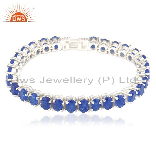 Blue aventurine gemstone 925 sterling silver single strand bracelet manufacturer
