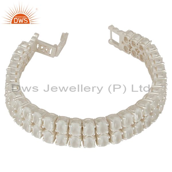 Handmade solid 925 sterling silver white moonstone tennis fashion bracelet