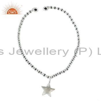 925 solid sterling silver chain womens fashion bracelet with star charms