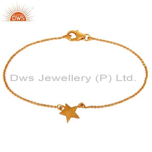18k gold plated sterling silver star charm link chain bracelet with lobster lock