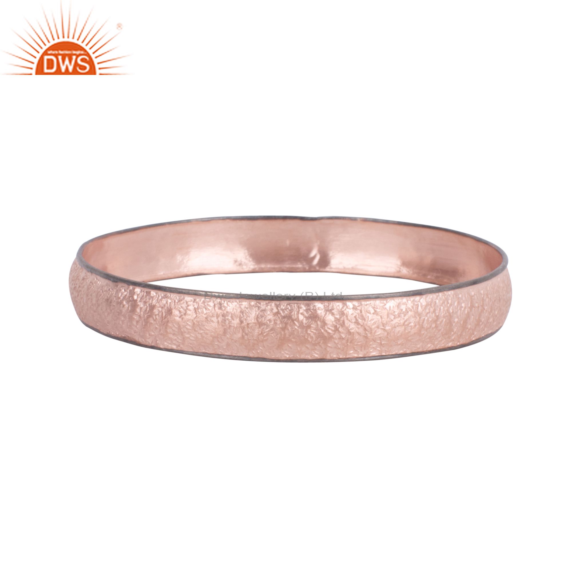 18k rose gold plated sterling silver hammered bangle jewelry