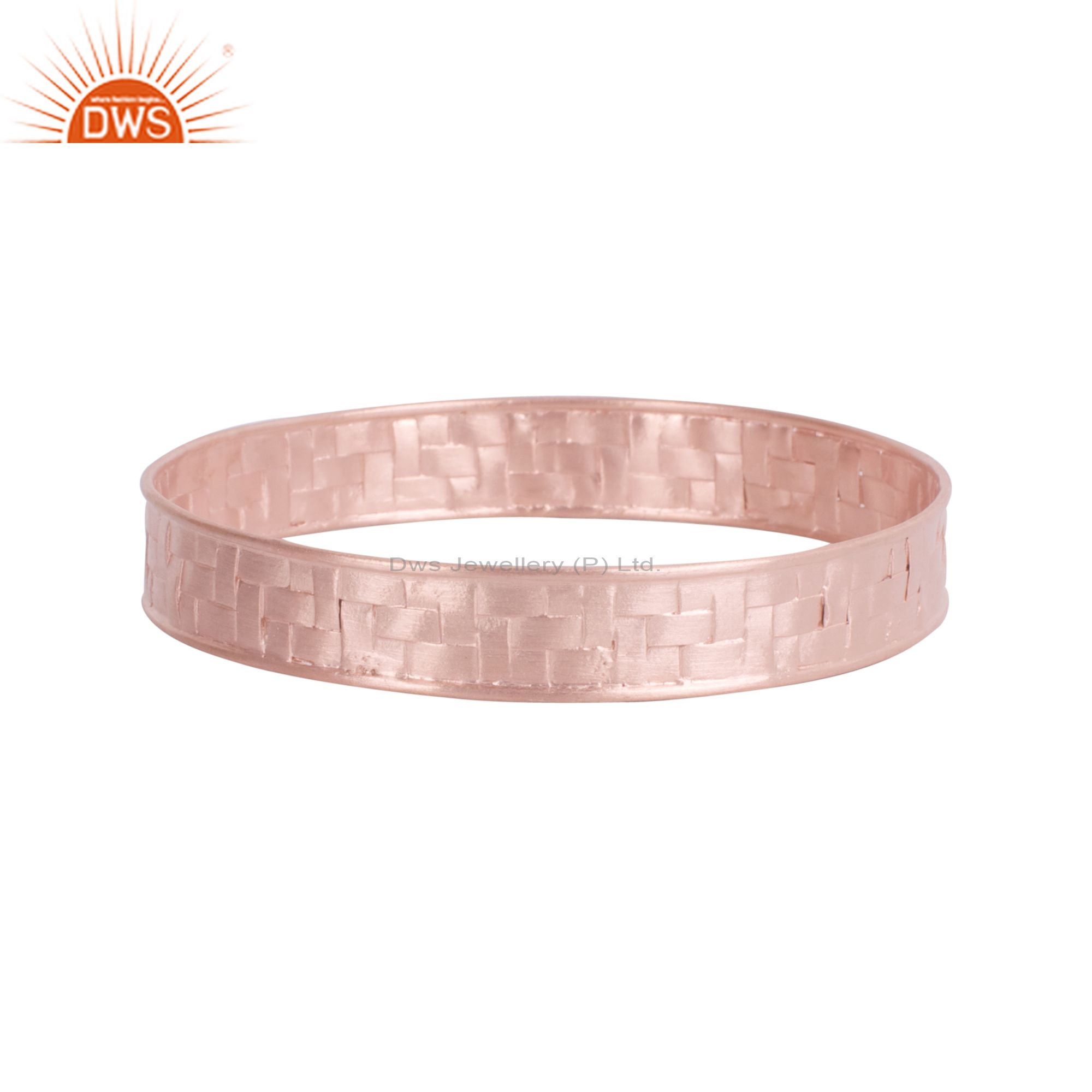 18k rose gold over sterling silver hammered woven bangle jewelry