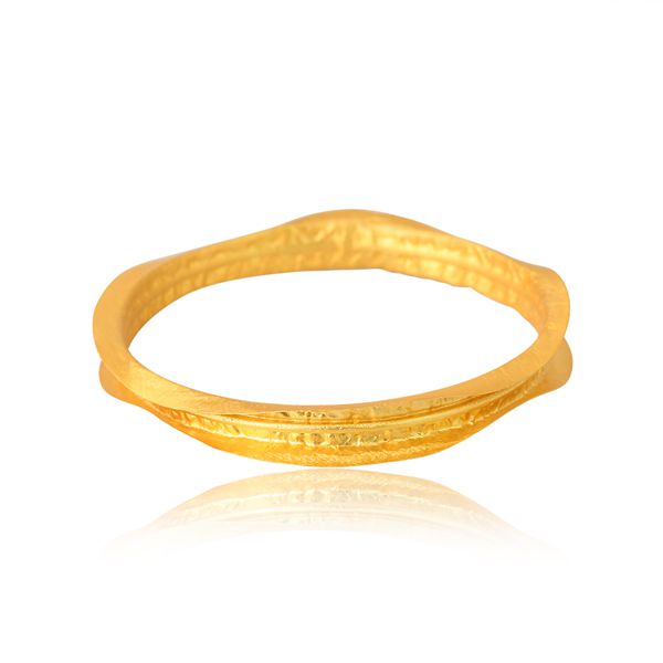 22k yellow gold plated solid sterling silver hammered bangle