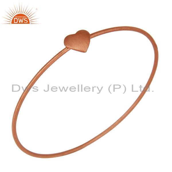 18k rose gold on sterling silver heart sign simple stacking bangle
