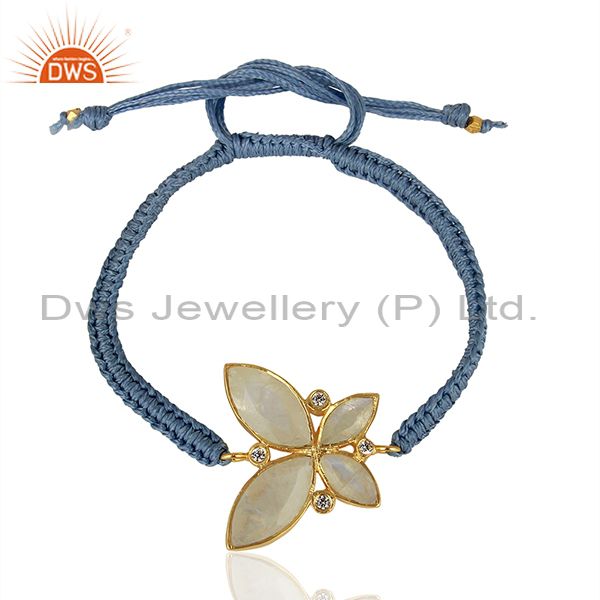 Cz rainbow moonstone gold plated fashion bracelet jewelry supplier