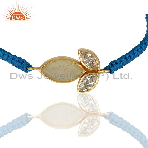 Leaf design rainbow moonstone brass fashion bracelet girls jewelry