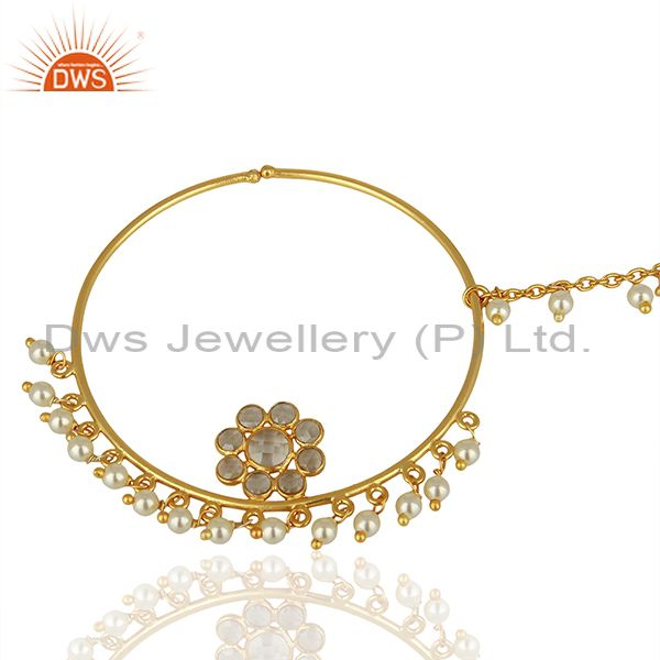 Crystal quartz gemstone gold plated silver traditional jewelry finding