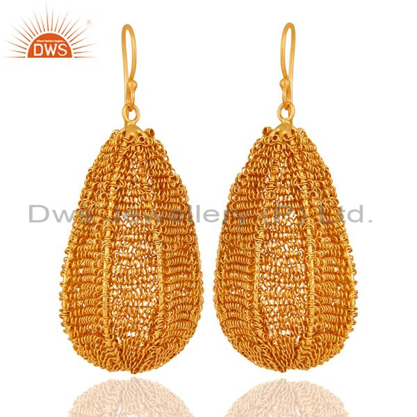 18k Gold Plated 925 Sterling Silver Plain Wire Wrapped Earring Jewelry