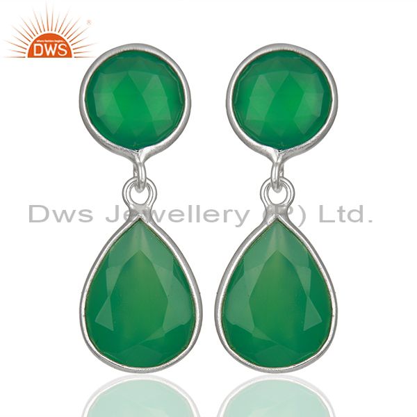Green Onyx Gemstone 925 Sterling Silver Drop Earrings Manufacturers