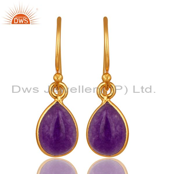 Handmade Sterling Silver Purple Aventurine Drop Earrings With Gold Plated