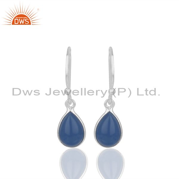 Sterling Silver Blue Chalcedony Gemstone Earrings Jewelry Supplier