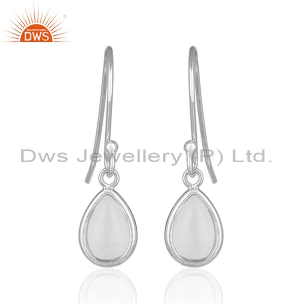 Crystal Quartz 925 Sterling Fine Silver Simple Drop Earrings Manufacturer India