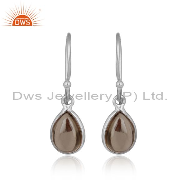 Sterling silver drop design smoky quartz gemstone earring