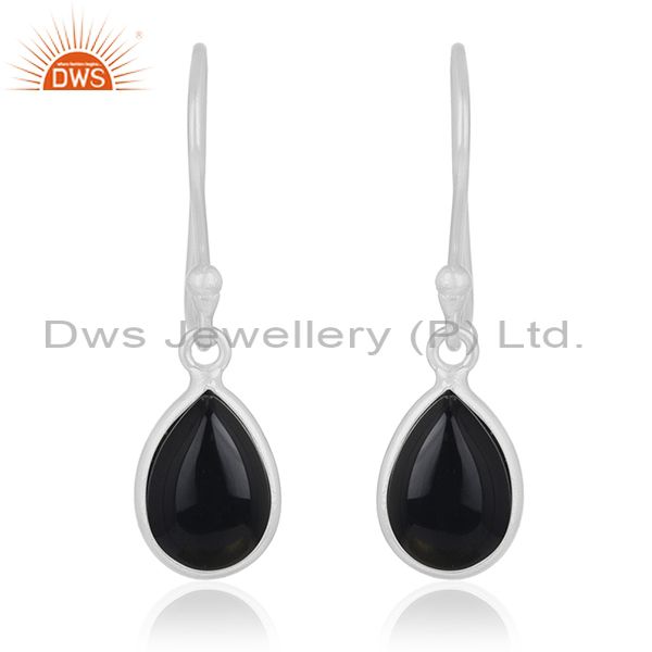 Genuine Black Onyx Gemstone 925 Sterling Fine Silver Drop Earring Manufacturer