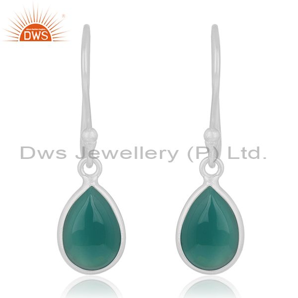 92.5 Sterling Fine Silver Green Onyx Gemstone Handmade Earring Wholesale Jewelry