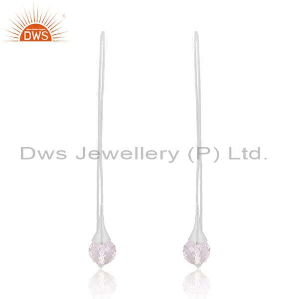 Sterling Silver Drop Earrings With Crystal Quartz Stone