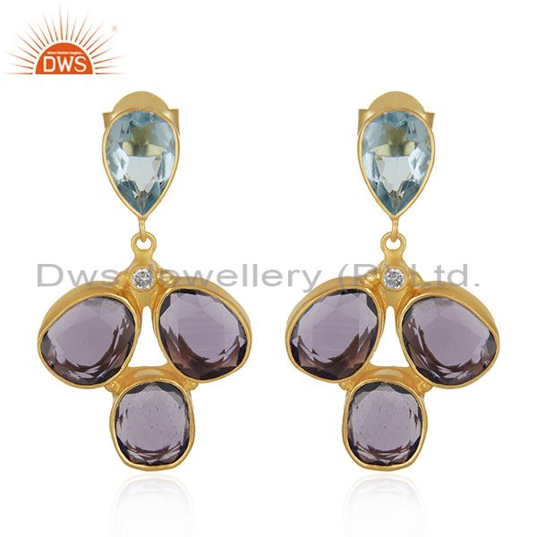 CZ and Hydro Stone Gold Plated Fashion Earrings Jewelry Manufacturer