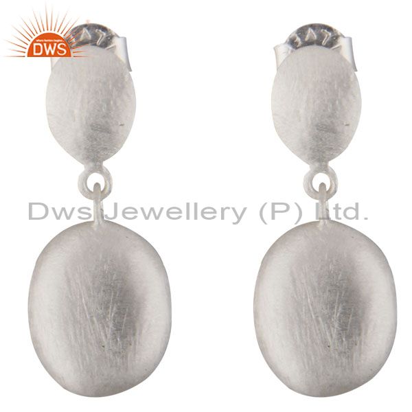 Handmade 925 Sterling Silver Brushed Finish Dangle Earrings