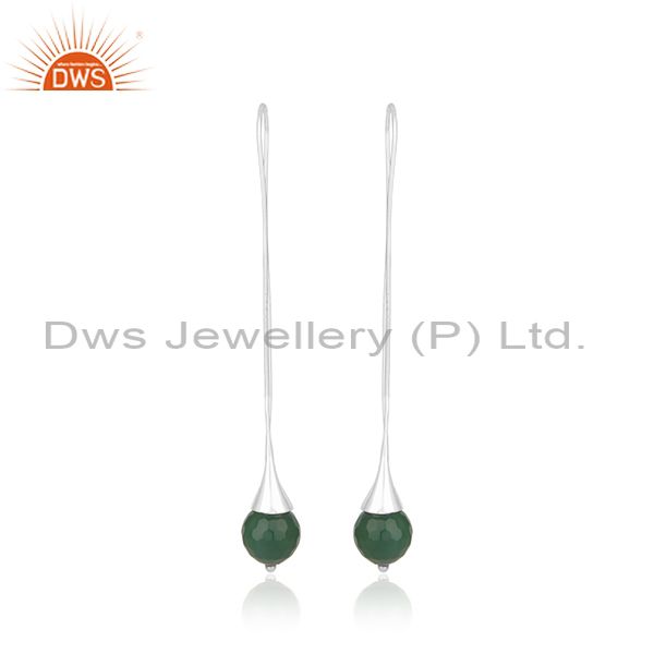 Green Onyx Gemstone Designer Fine Sterling Silver Earrings Wholesaler