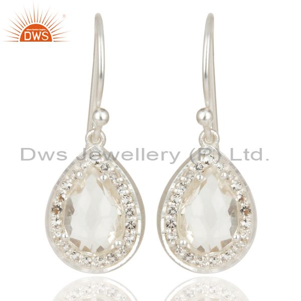 Solid 925 Silver Crystal and Cz Gemstone Drop Earrings Manufacturer