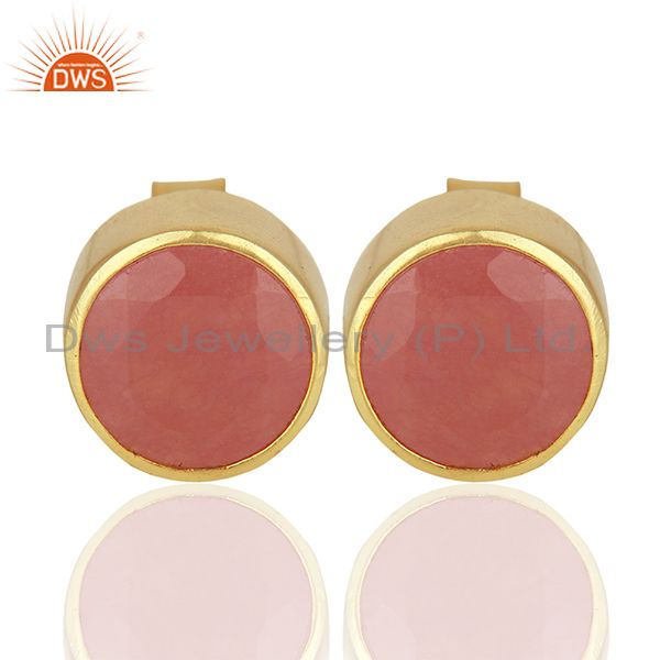Gold Plated Aventurine Gemstone Gold Plated Stud Earrings Supplier