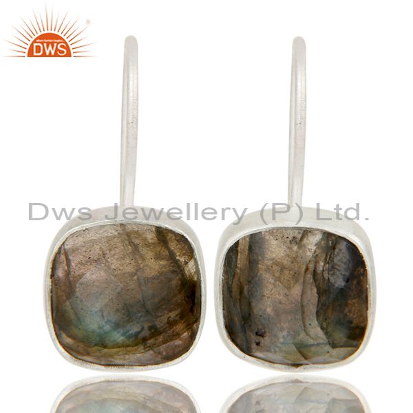 Handmade Sterling Silver Faceted Labradorite Gemstone Dangle Earrings