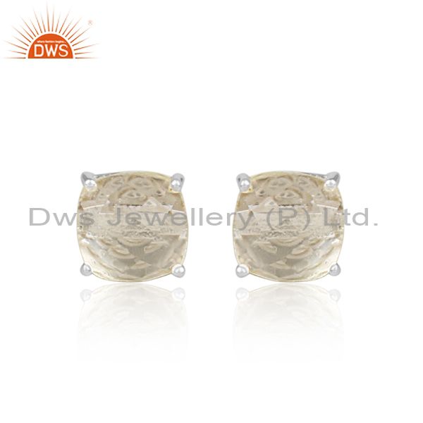 Prong Set Crystal Quartz 925 Silver Customized Stud Earrings Manufacturers