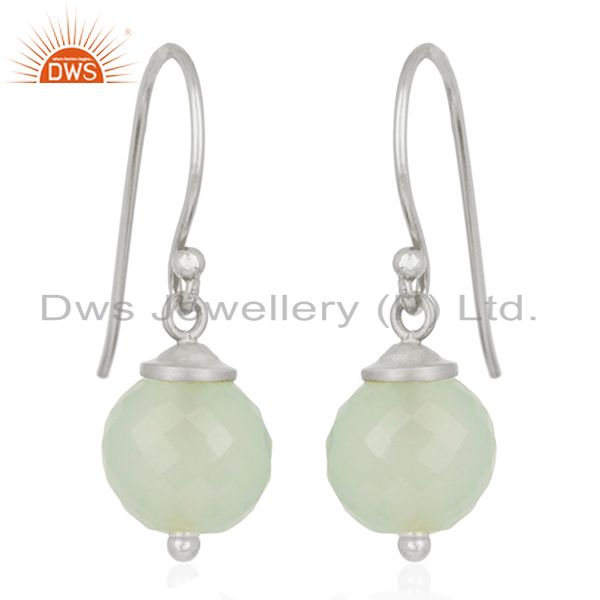 Aqua Chalcedony Gemstone 925 Sterling Fine Silver Drop Earrings Wholesale