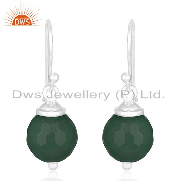 Green Onyx Gemstone Handmade 925 Silver Drop Earrings Wholesale Jewelry Supplier