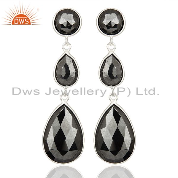 Black Hametite Gemstone Fine Sterling Silver Dangle Earrings Suppliers