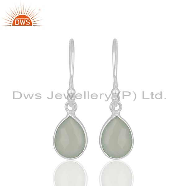 Solid 925 Silver Chalcedony Gemstone Drop Earrings Suppliers