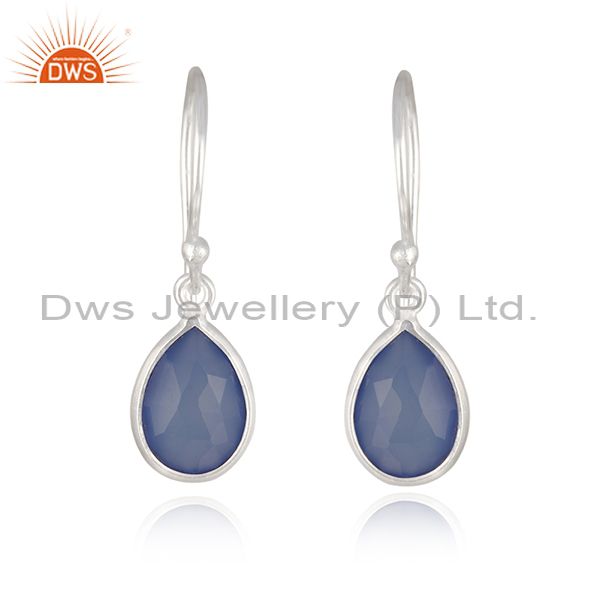 Handmade Fine Sterling Silver Blue Gemstone Drop Earrings Manufacturer