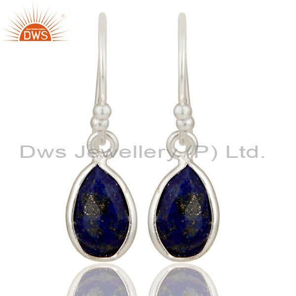 Natural Lapis Lazuli Gemstone 925 Sterling Silver Earrings